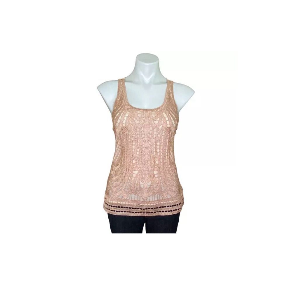 Express Pink Metallic Thread Lace Tank Top Women's Size S‎ Petite